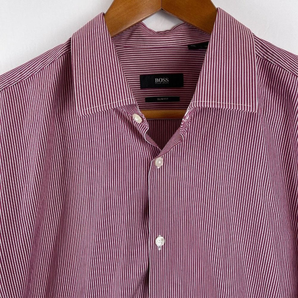 Hugo Boss Black Label Men's Button Down Shirt Maroon 16.5 34/35